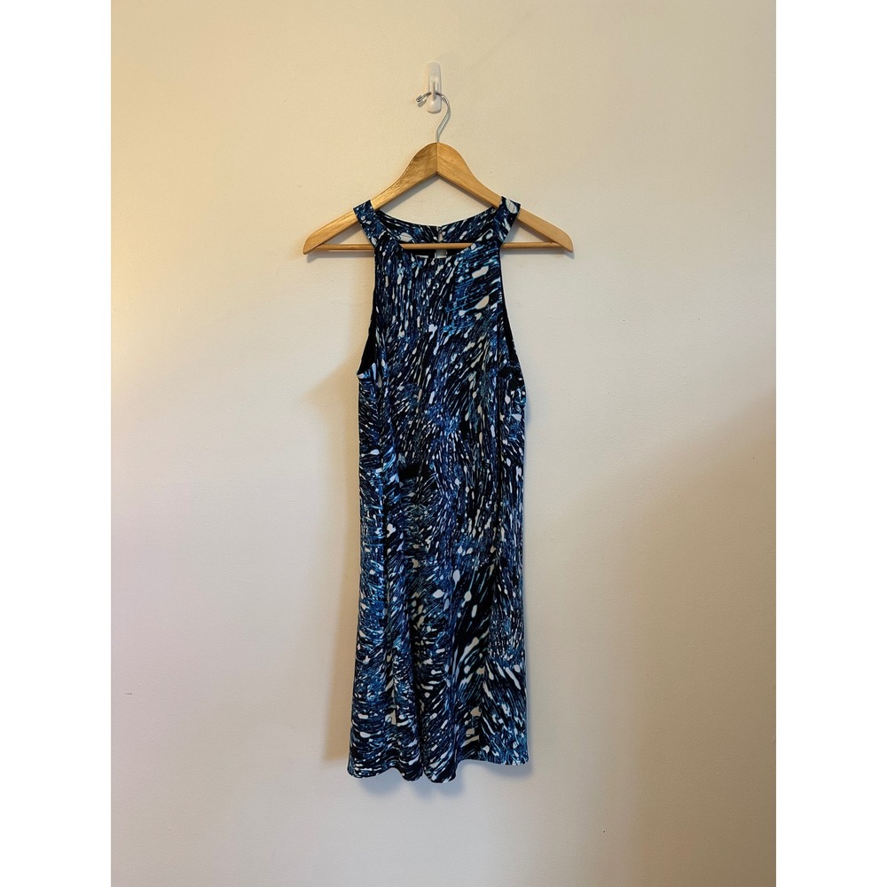 Ali‎ Ro Blue Abstract Brushstroke Halter Shift Dress | Size 8